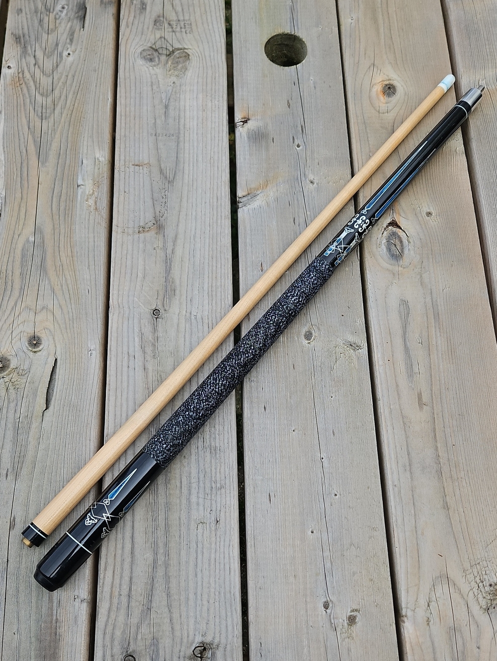 58" Black Pool Cue with Textured Wrapped Grip